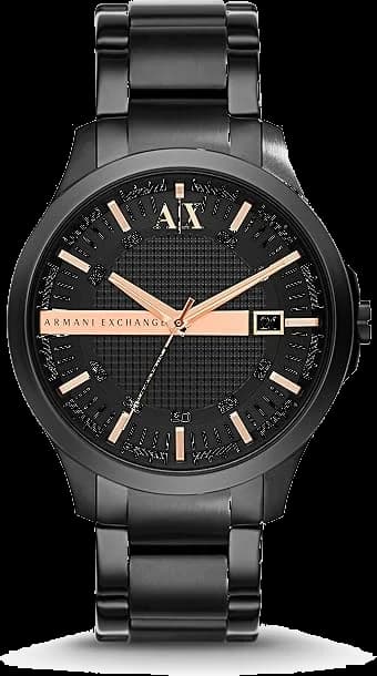 Montre homme Armani Exchange AX2150, cadran noir, bracelet acier noir