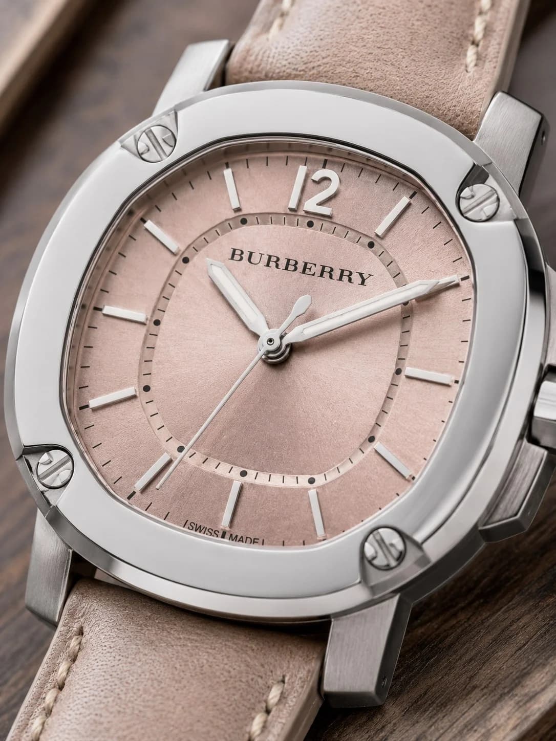 Profil de la montre Burberry BBY1700, boîtier argent