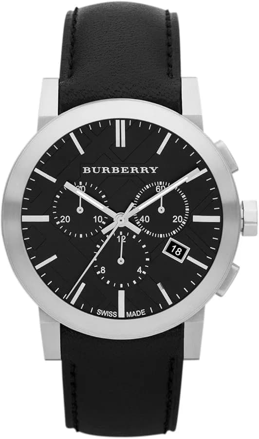 Montre unisexe Burberry BU9356, cadran noir, bracelet cuir