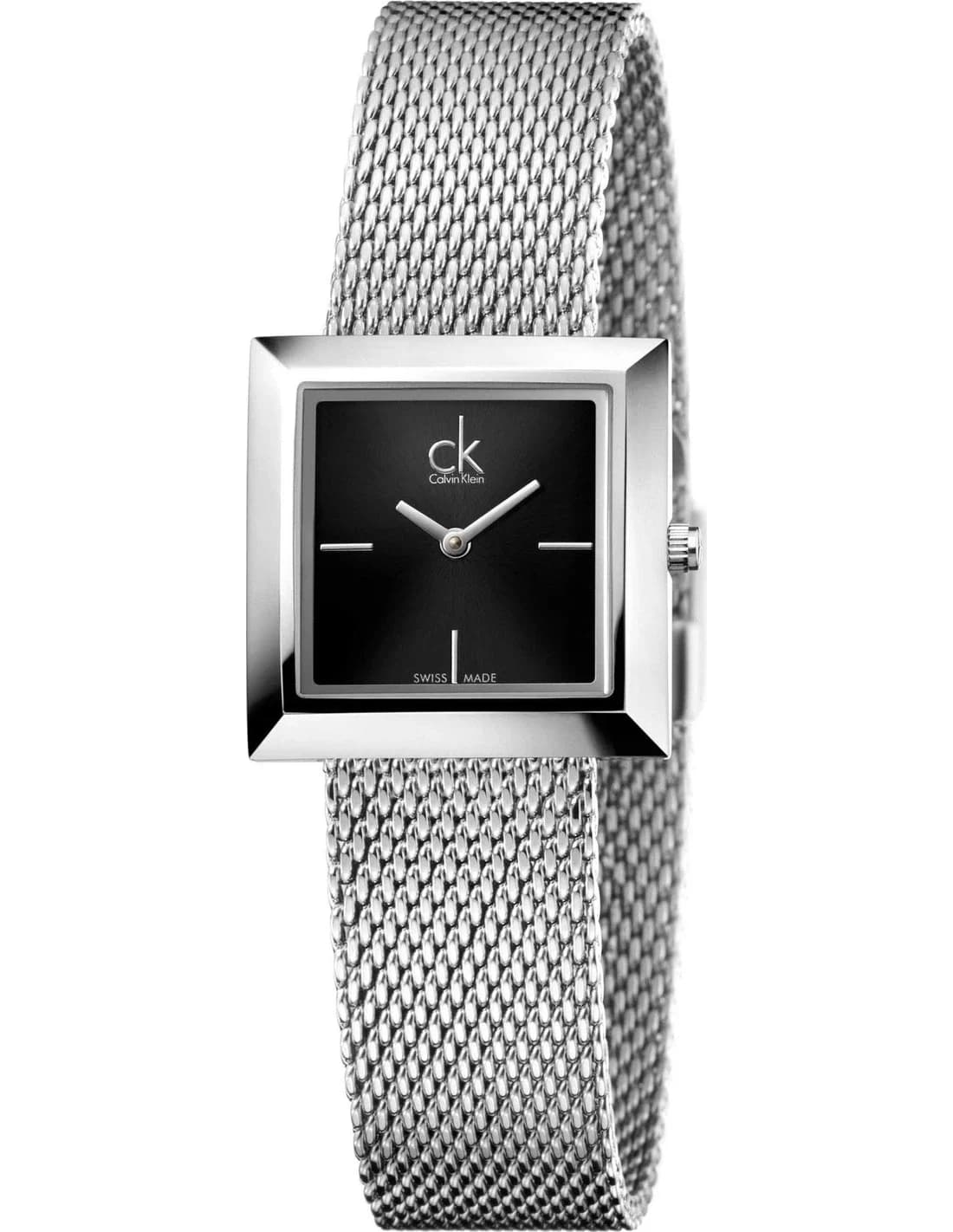 Montre femme Calvin Klein K3R23121, cadran noir maille milanaise acier