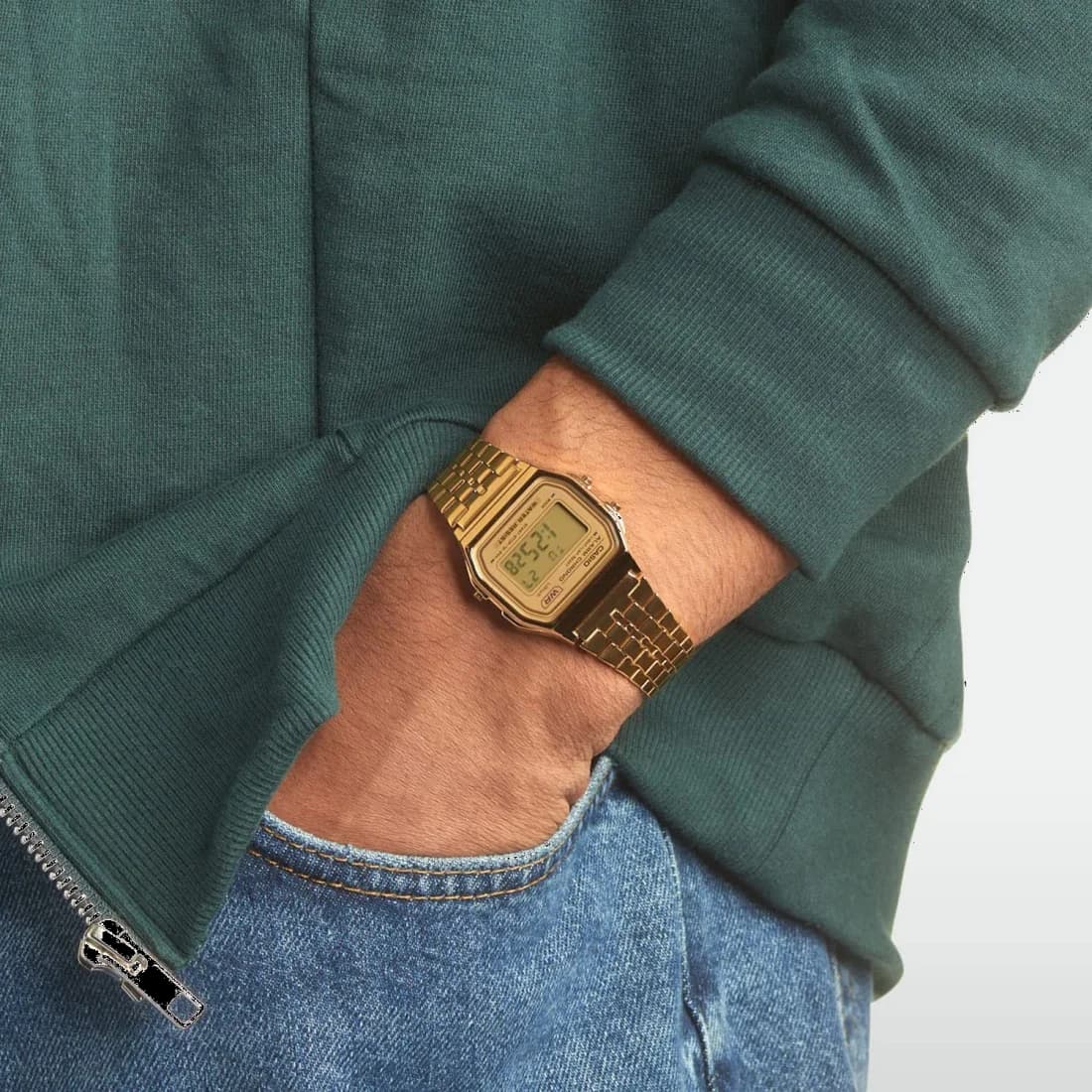Montre Casio A158WETG-9A unisexe verso boîtier