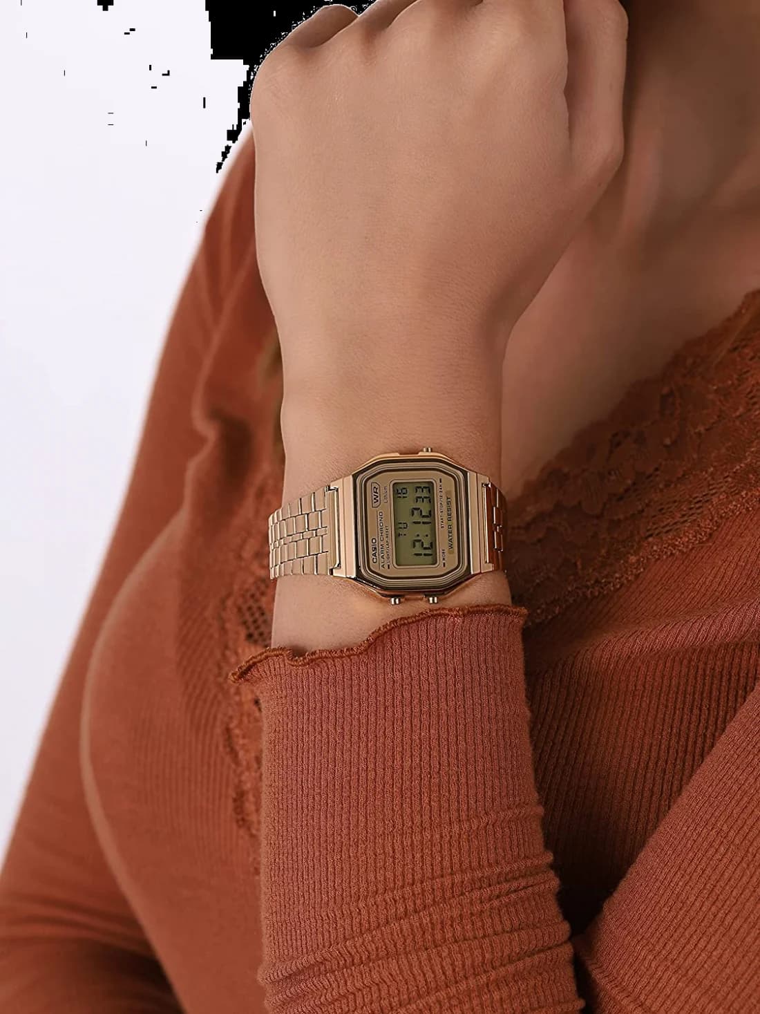 Montre Casio A158WETG-9A unisexe détail bracelet acier
