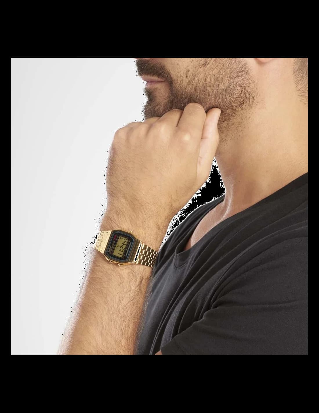 Cadran or de la montre Casio A159WGEA-1EF en détail