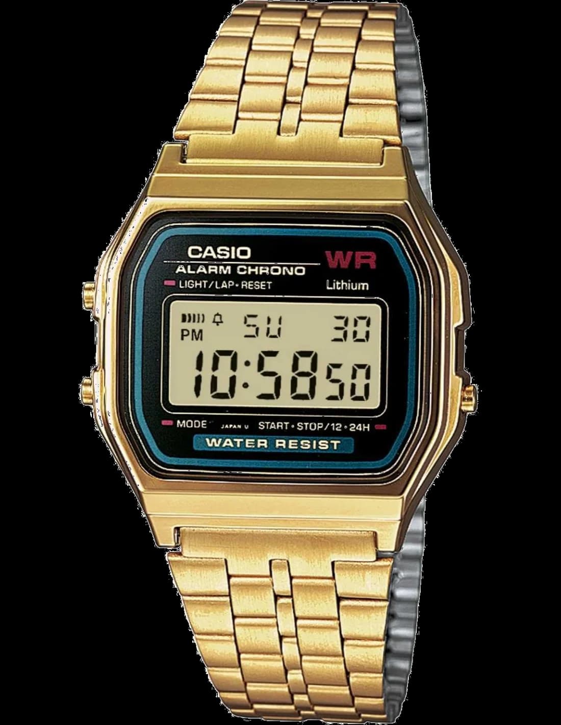 Montre homme Casio A159WGEA-1EF, boîtier doré avec cadran noir
