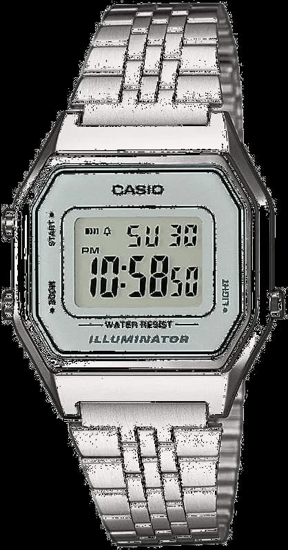 Montre unisexe Casio LA680WEA-7EF, cadran gris, bracelet métal gris