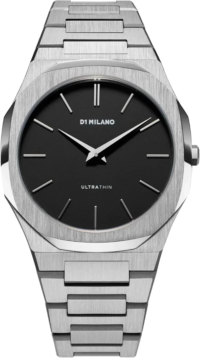 Montre homme D1 Milano UTBJ40, cadran noir sur bracelet acier