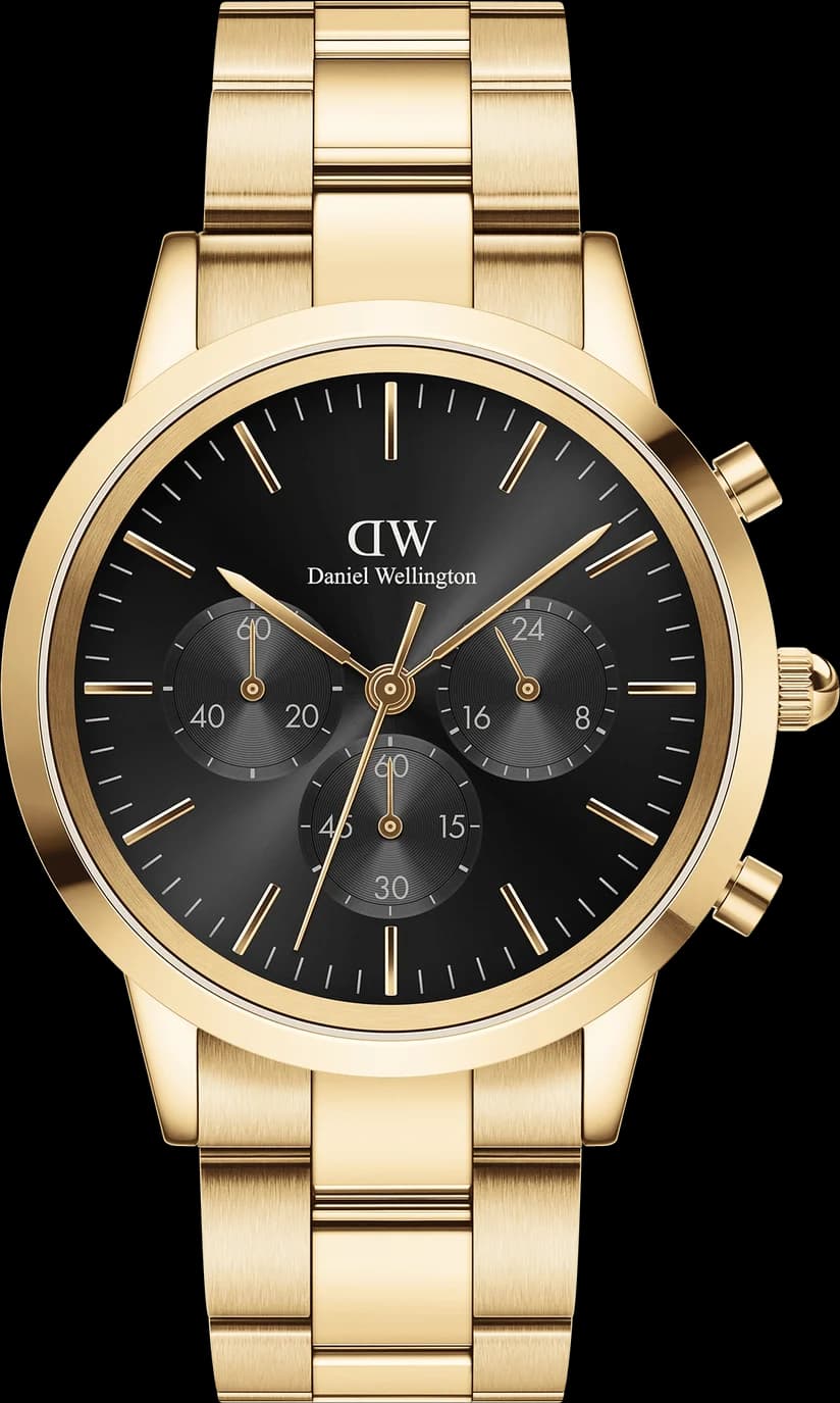 Montre homme Daniel Wellington DW00100641, au cadran noir et boîtier acier doré