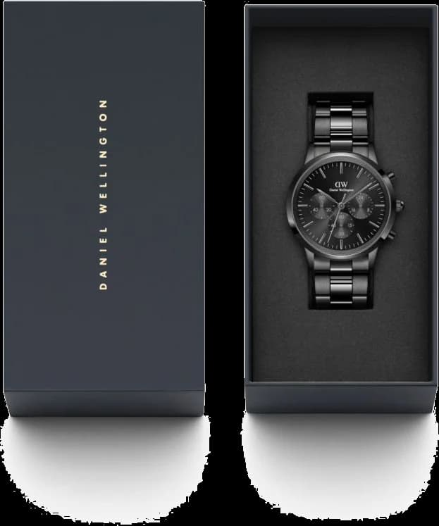Cadran noir de la montre Daniel Wellington DW00100642 en détail