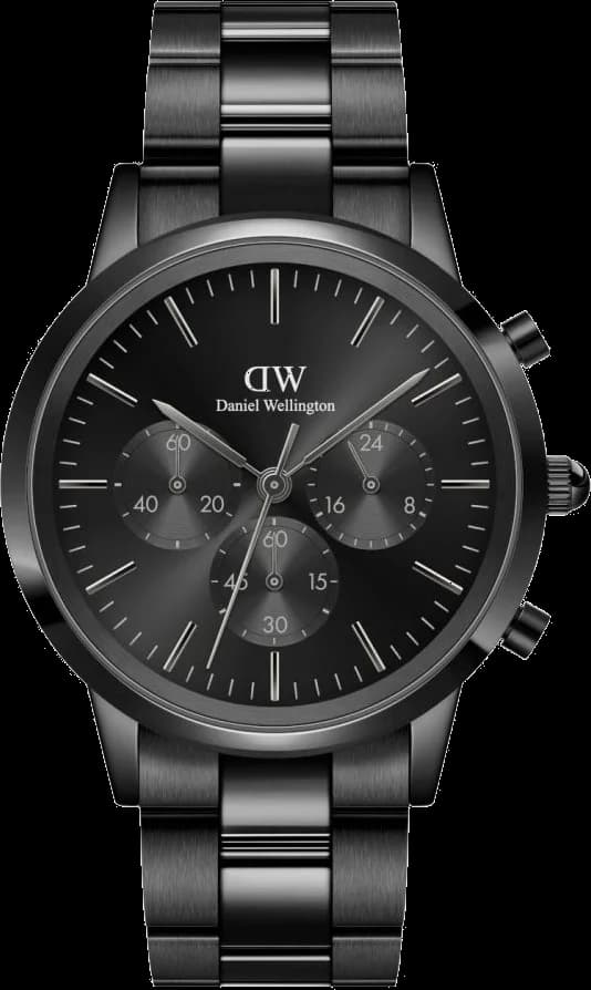 Montre homme Daniel Wellington DW00100642, avec cadran noir sur bracelet acier noir