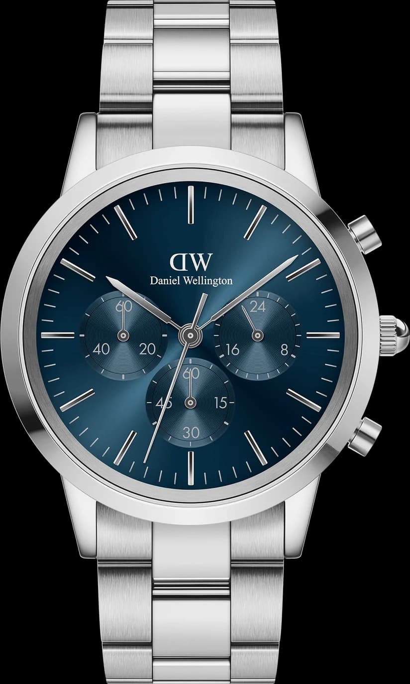 Montre homme Daniel Wellington DW00100644, au cadran bleu et bracelet acier