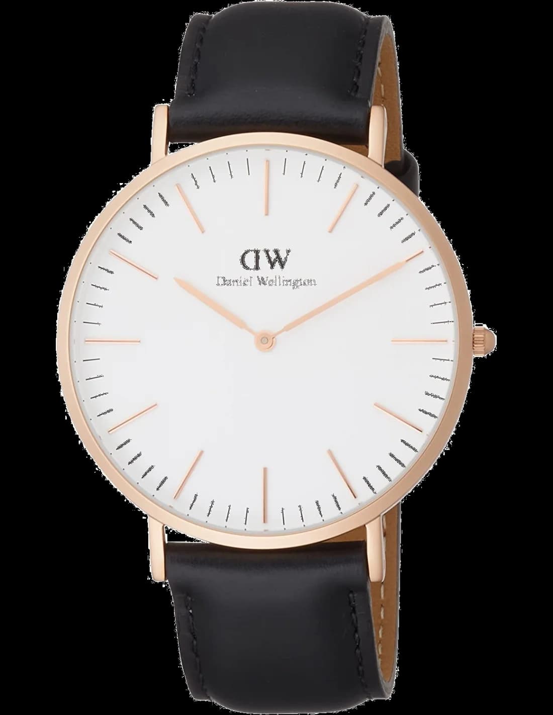 Montre homme Daniel Wellington DW00100007, cadran blanc, bracelet cuir, boîtier extra-plat noir