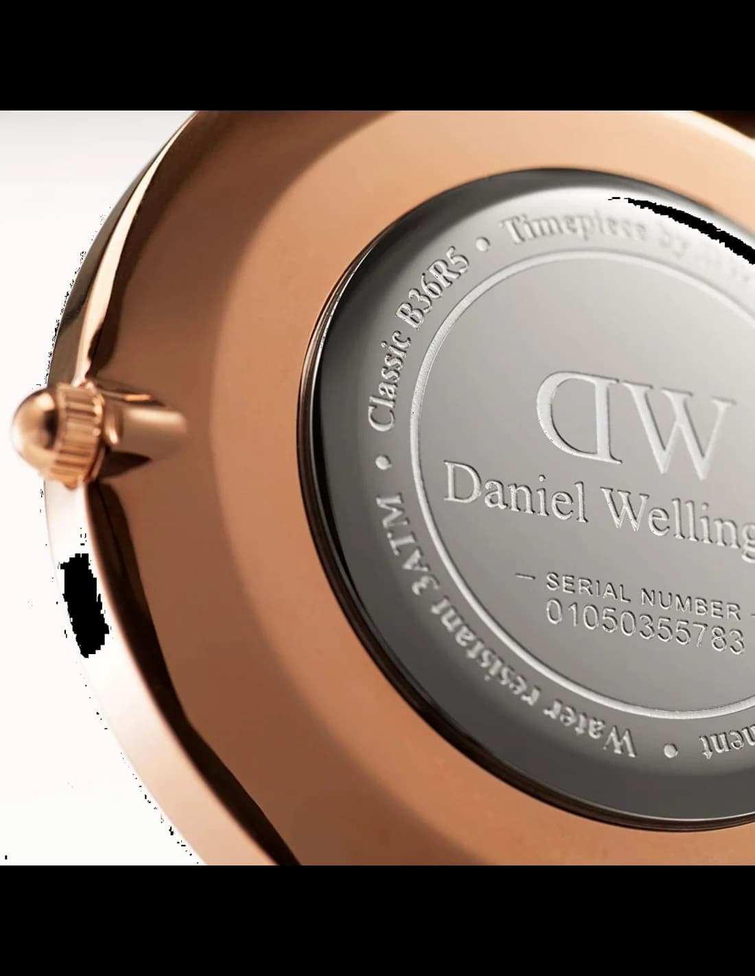 Profil de la montre Daniel Wellington DW00100140, boîtier or rose