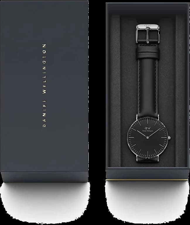 Cadran noir de la montre Daniel Wellington DW00100145 en détail