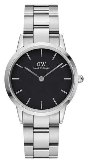Montre unisexe Daniel Wellington DW00100342, cadran noir, bracelet acier argenté
