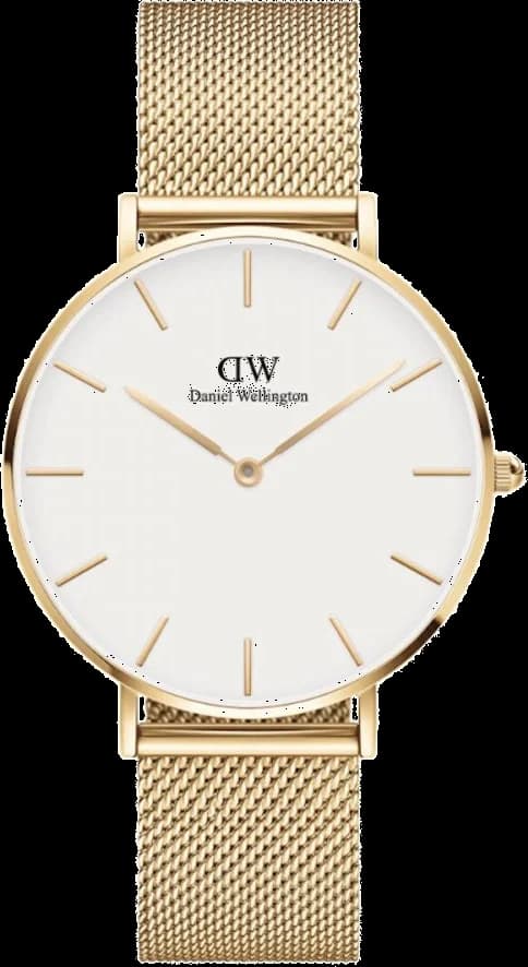Montre femme Daniel Wellington DW00100346, cadran blanc, maille milanaise doré jaune