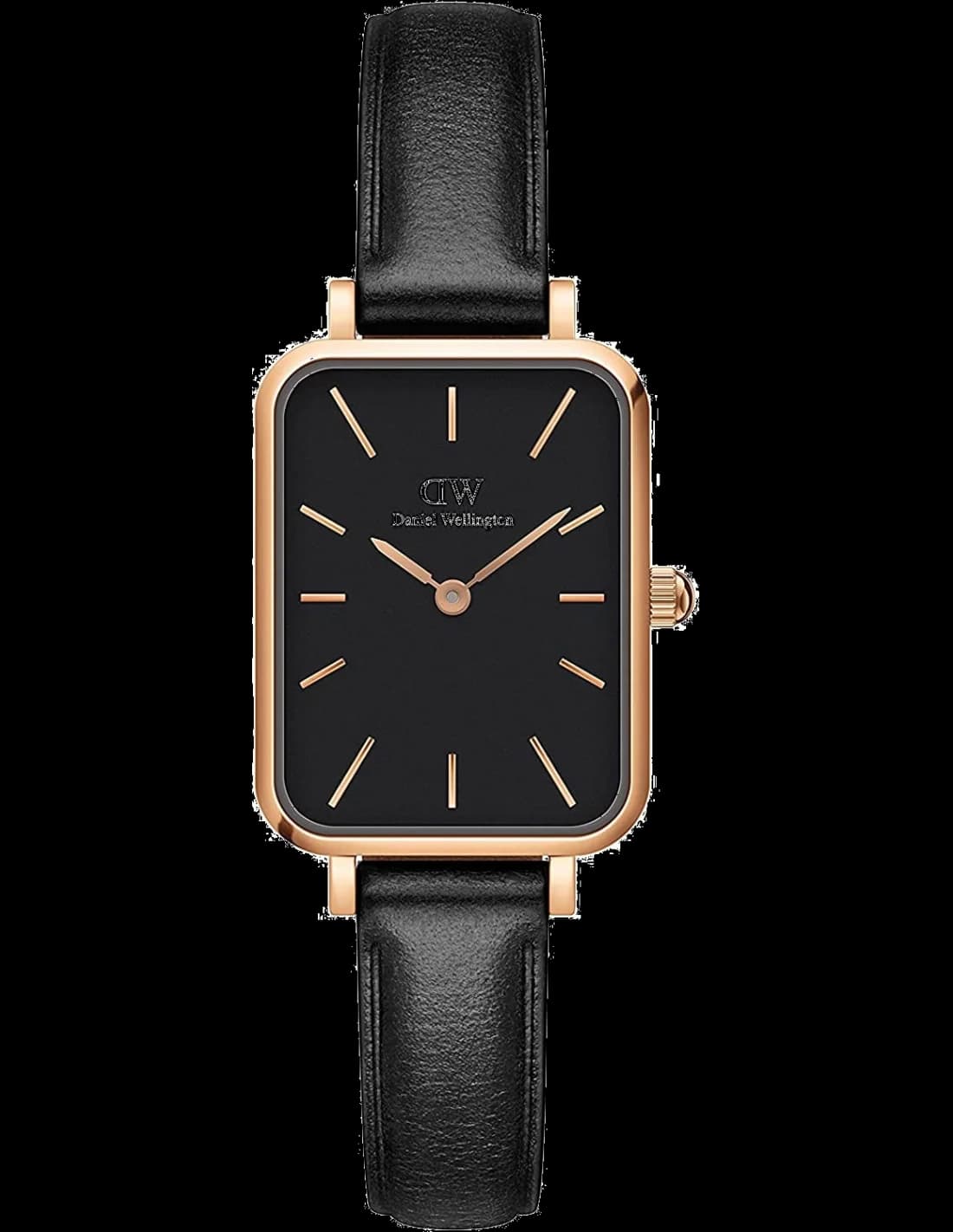 Montre femme Daniel Wellington DW00100435, élégante au cadran noir et bracelet en cuir noir