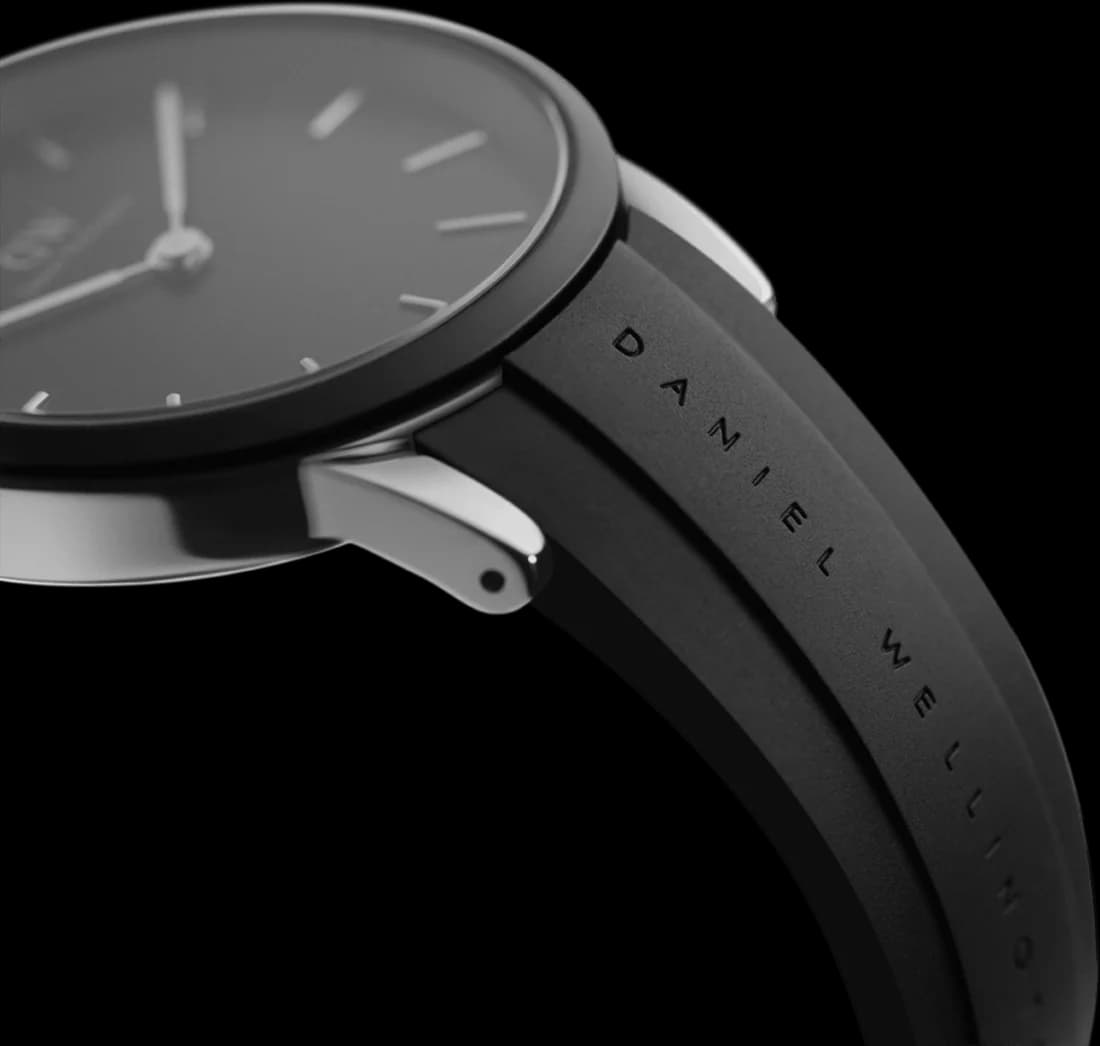 Cadran noir de la montre Daniel Wellington DW00100436 en détail