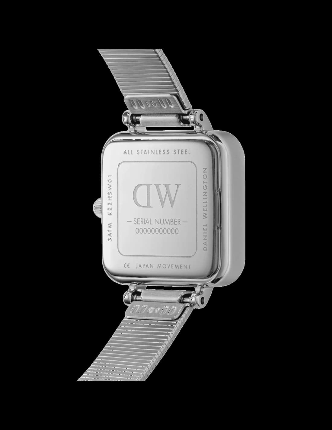 Montre Daniel Wellington Quadro Studio carrée argent cadran blanc vue 4