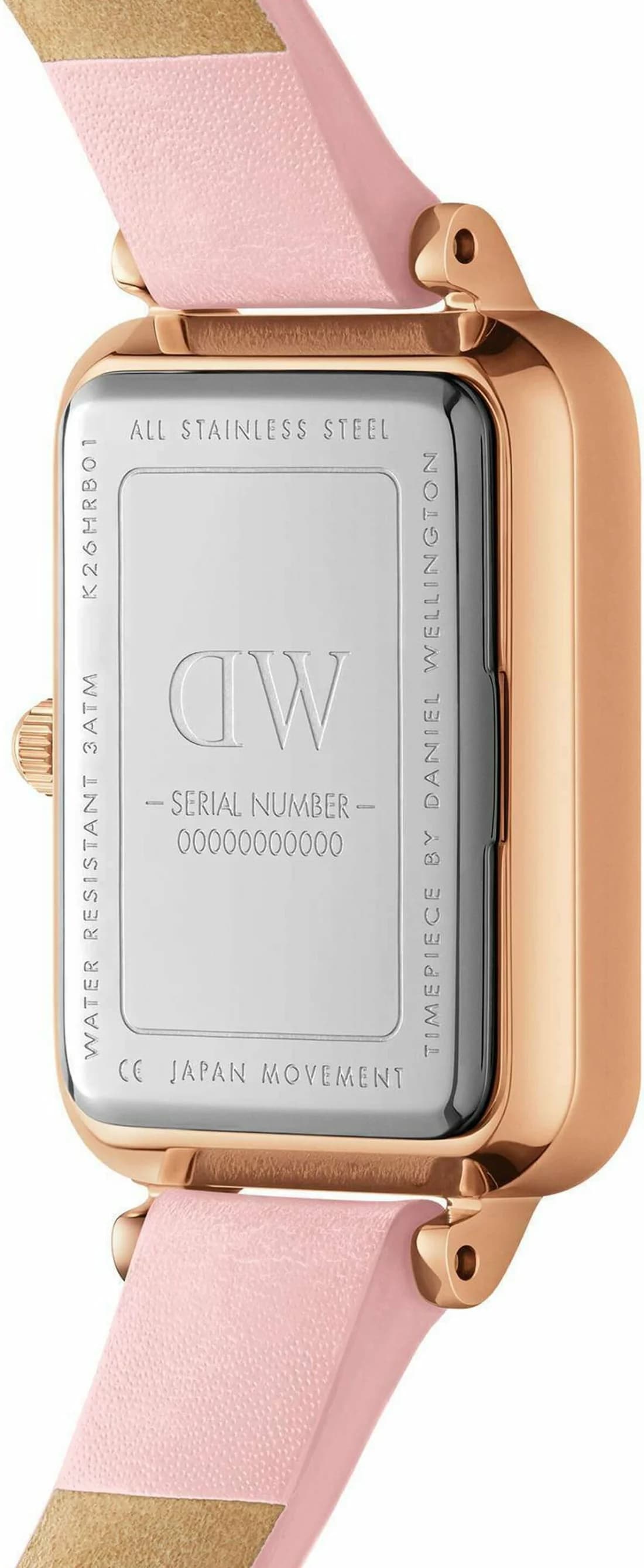 Cadran rose de la montre Daniel Wellington DW00100636 en détail
