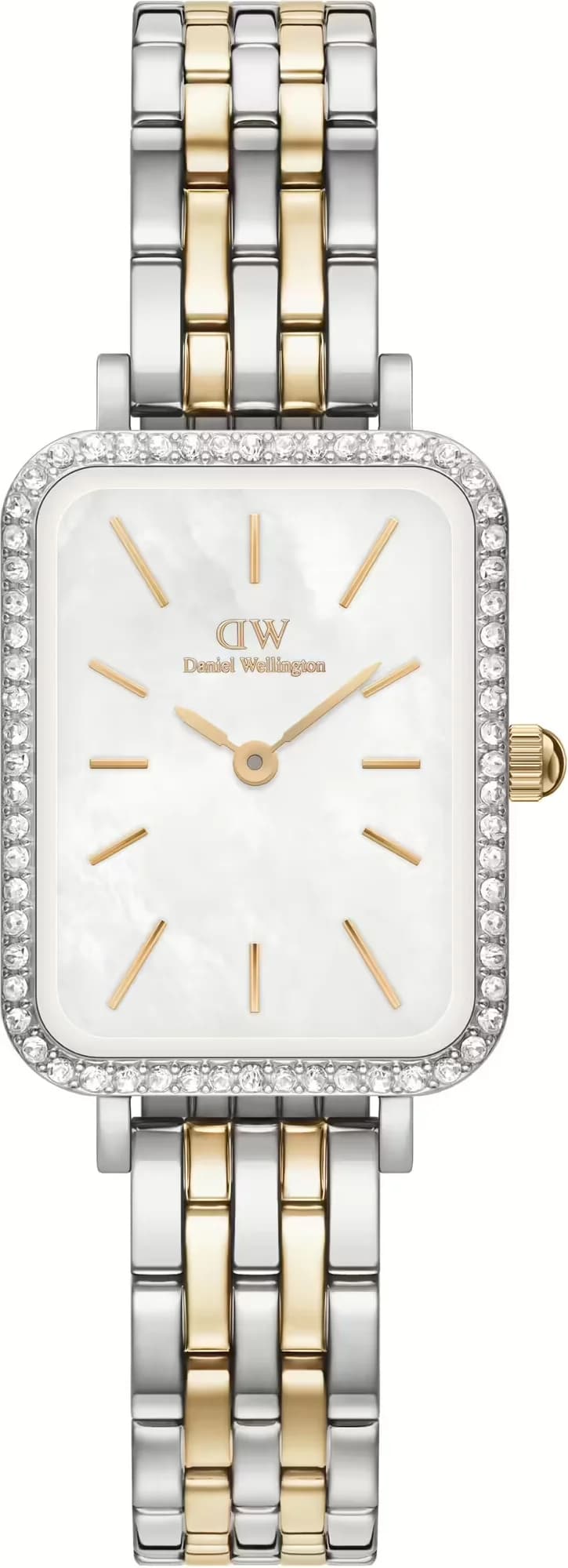 Montre femme Daniel Wellington DW00100671, cadran nacre blanche sur bracelet acier bicolore