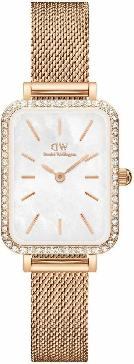 Montre femme Daniel Wellington DW00100674, cadran blanc et cristaux sur bracelet acier