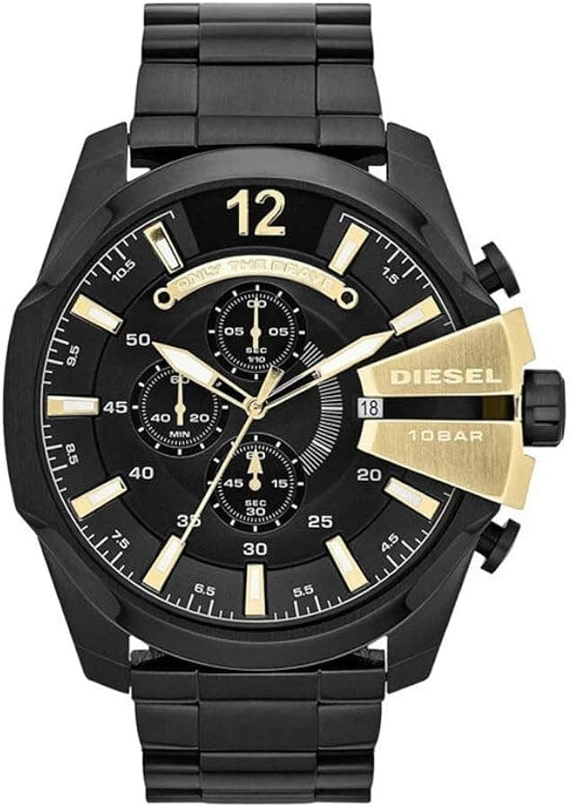 Montre homme Diesel DZ4338, cadran noir, bracelet acier noir