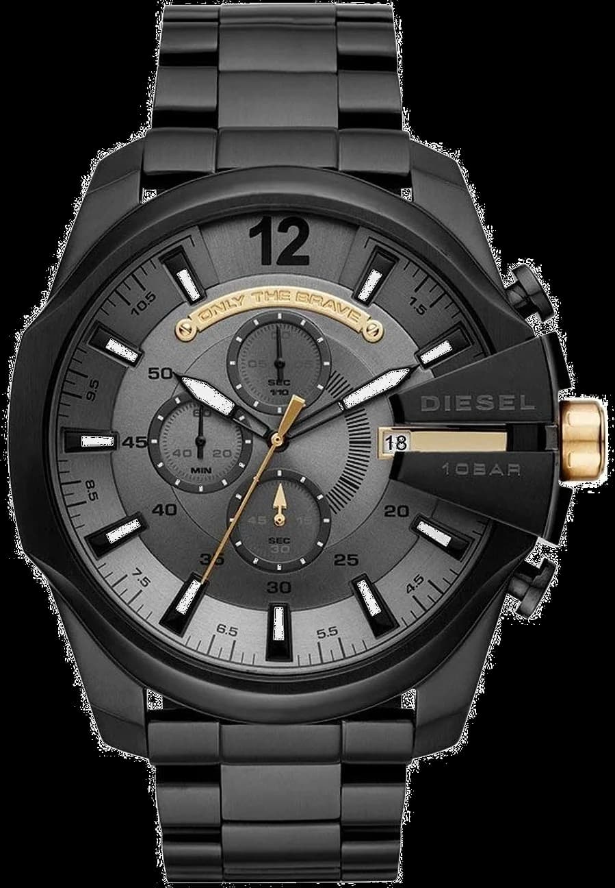 Montre homme Diesel DZ4479, cadran gris, boîtier carré bleu brillant
