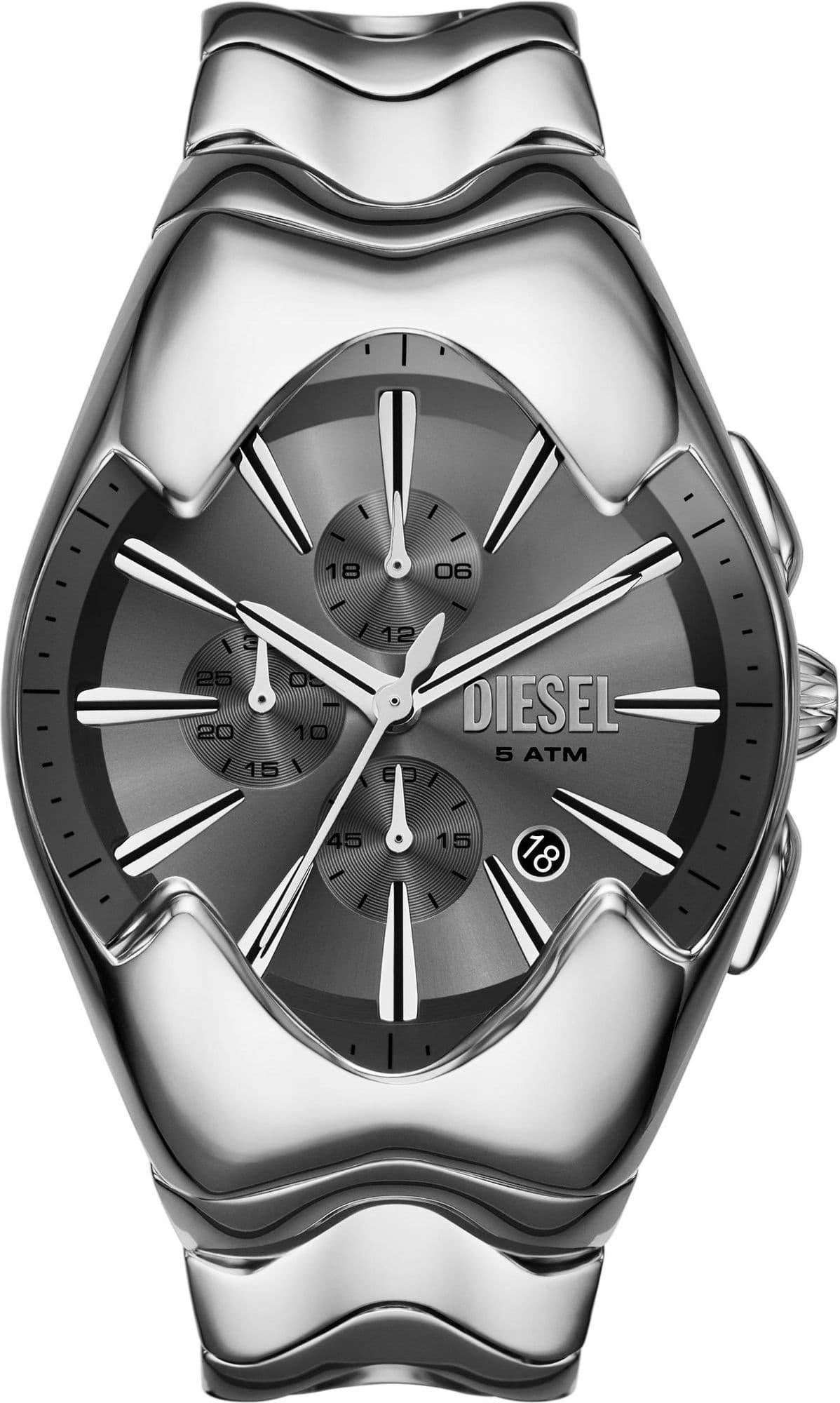 Montre unisexe Diesel DZ4683, cadran gris multifonction sur bracelet acier argenté