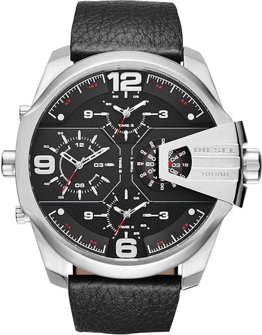 Montre homme Diesel DZ7376, avec cadran noir sur bracelet cuir
