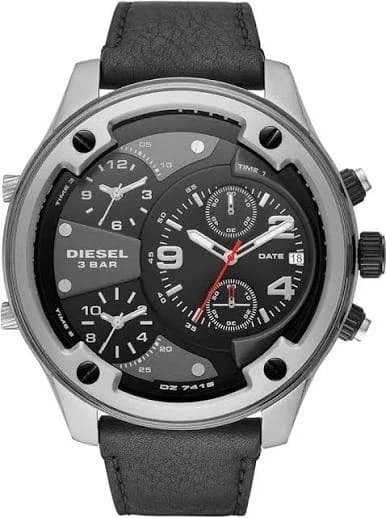 Montre homme Diesel DZ7415, noir, bracelet cuir multi-cadrans