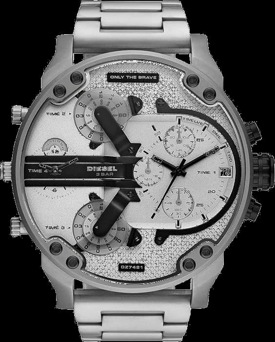 Montre homme Diesel DZ7421, cadran gris bracelet acier XXL