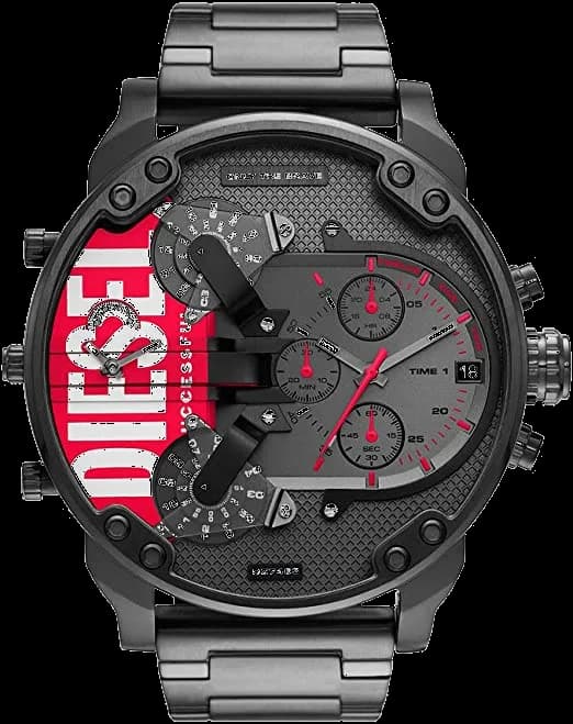 Montre homme Diesel DZ7463, cadran gris et bracelet acier inoxydable XXL