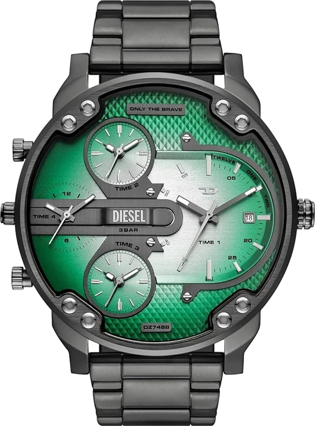 Montre homme Diesel DZ7488, cadran vert associé à un bracelet acier