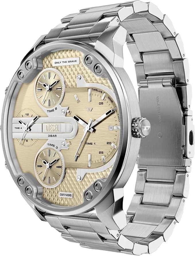 Profil de la montre Diesel DZ7495, boîtier argent