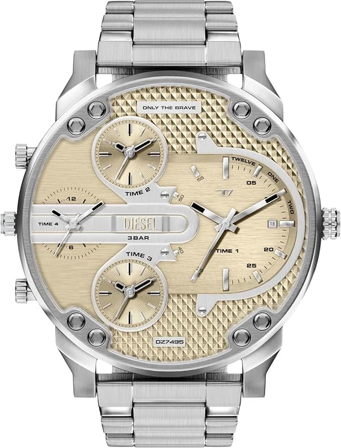 Montre homme Diesel DZ7495, cadran doré avec bracelet acier prestigieux