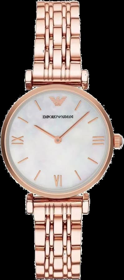 Montre femme Emporio Armani 111396, cadran nacre avec bracelet acier doré rose