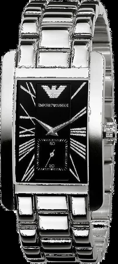 Montre homme Emporio Armani AR0156, noir rectangulaire sur bracelet acier