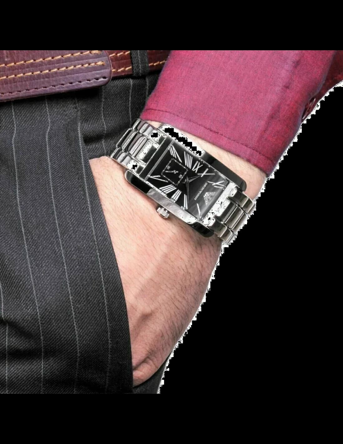 Profil de la montre Emporio Armani AR0156, boîtier argent