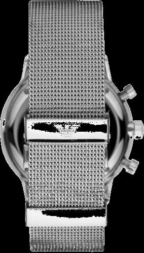 Cadran argent de la montre Emporio Armani AR0390 en détail
