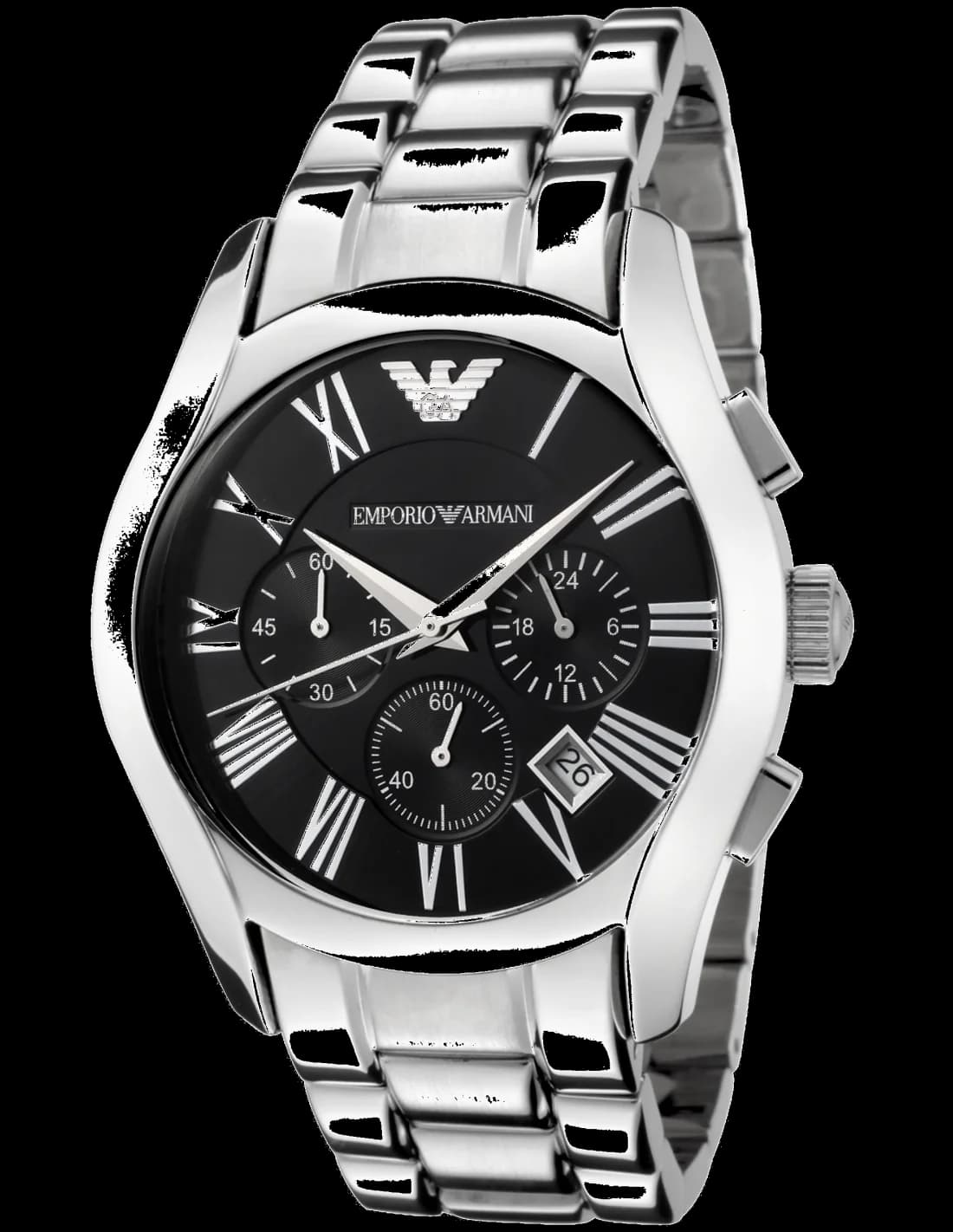 Montre femme Emporio Armani AR0674, au cadran noir et bracelet acier