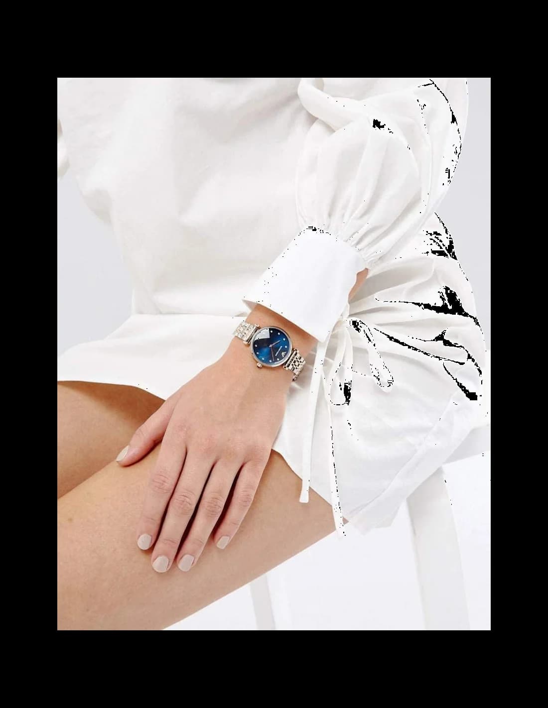 Cadran bleu de la montre Emporio Armani AR11092 en détail