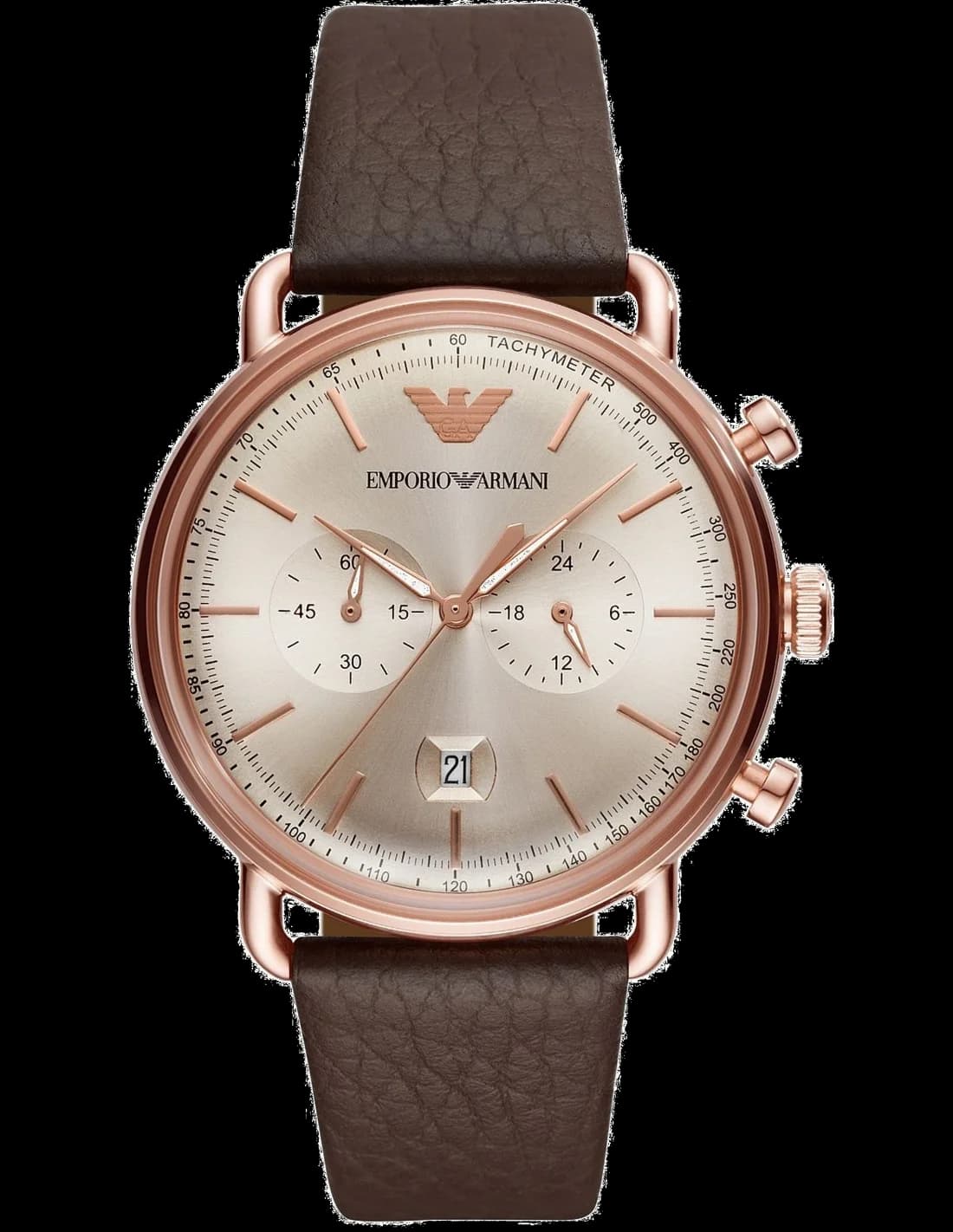 Montre homme Emporio Armani AR11106, avec cadran argenté et bracelet cuir