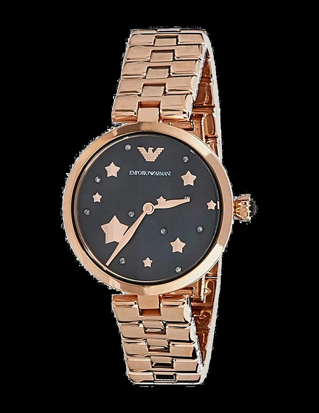 Montre femme Emporio Armani AR11197, cadran noir, boîtier acier or rose 32mm