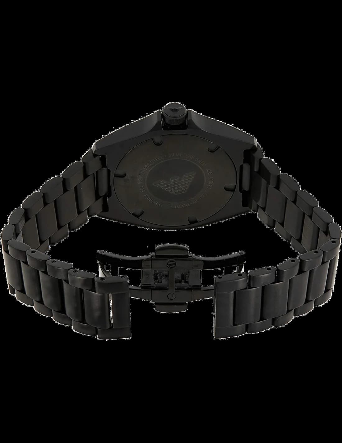 Cadran noir de la montre Emporio Armani AR11257 en détail