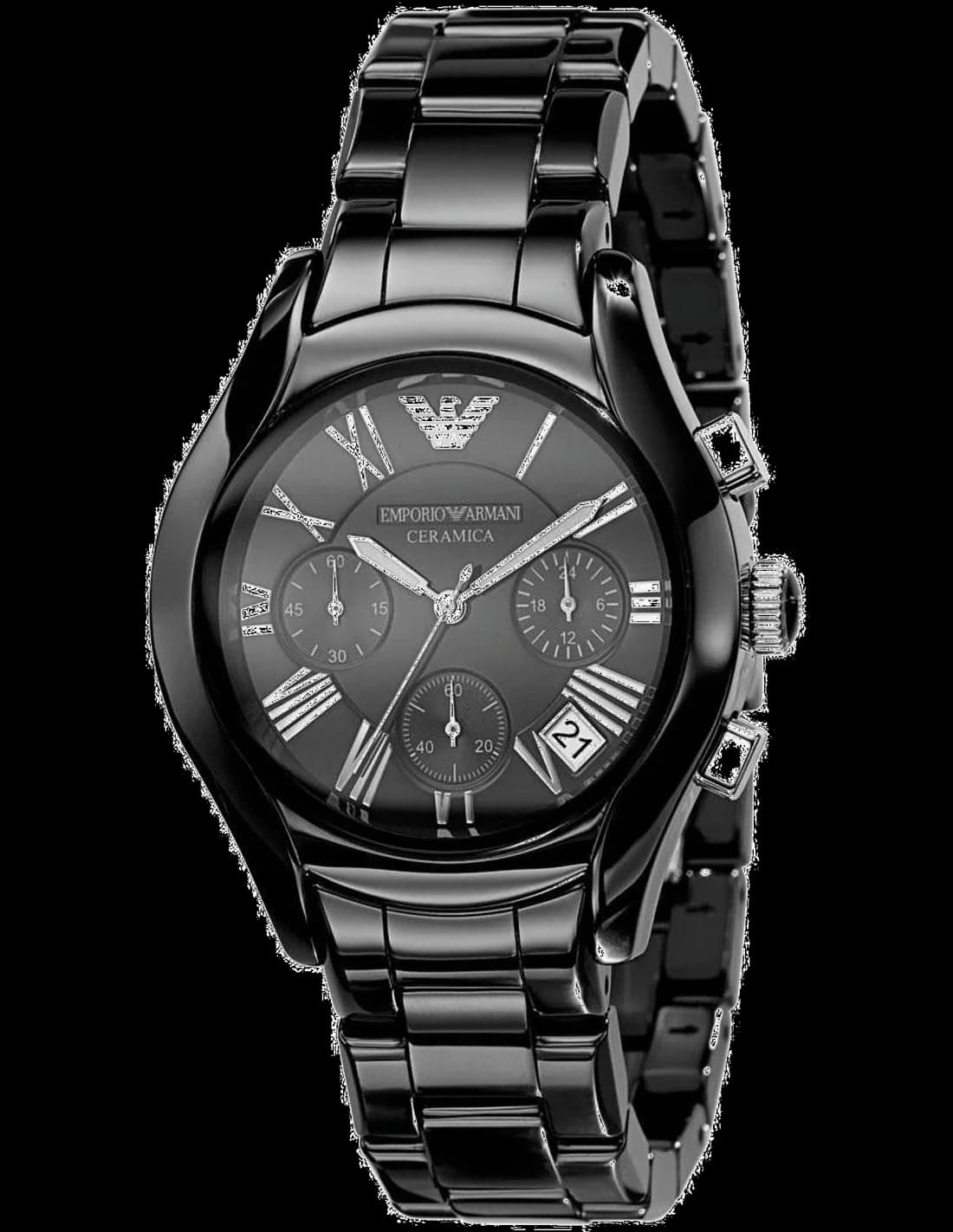 Montre femme Emporio Armani AR1401, cadran noir et bracelet céramique noire