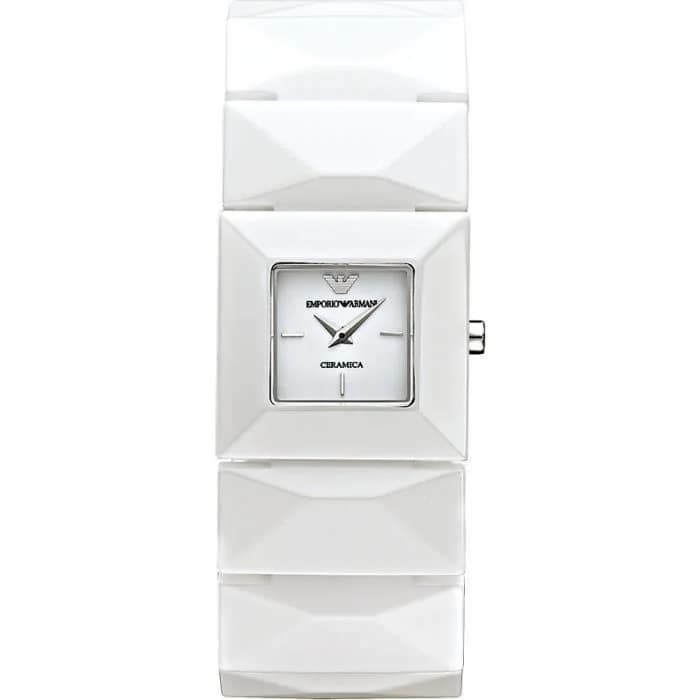 Montre femme Emporio Armani AR1436, blanche, bracelet céramique blanc, élégante