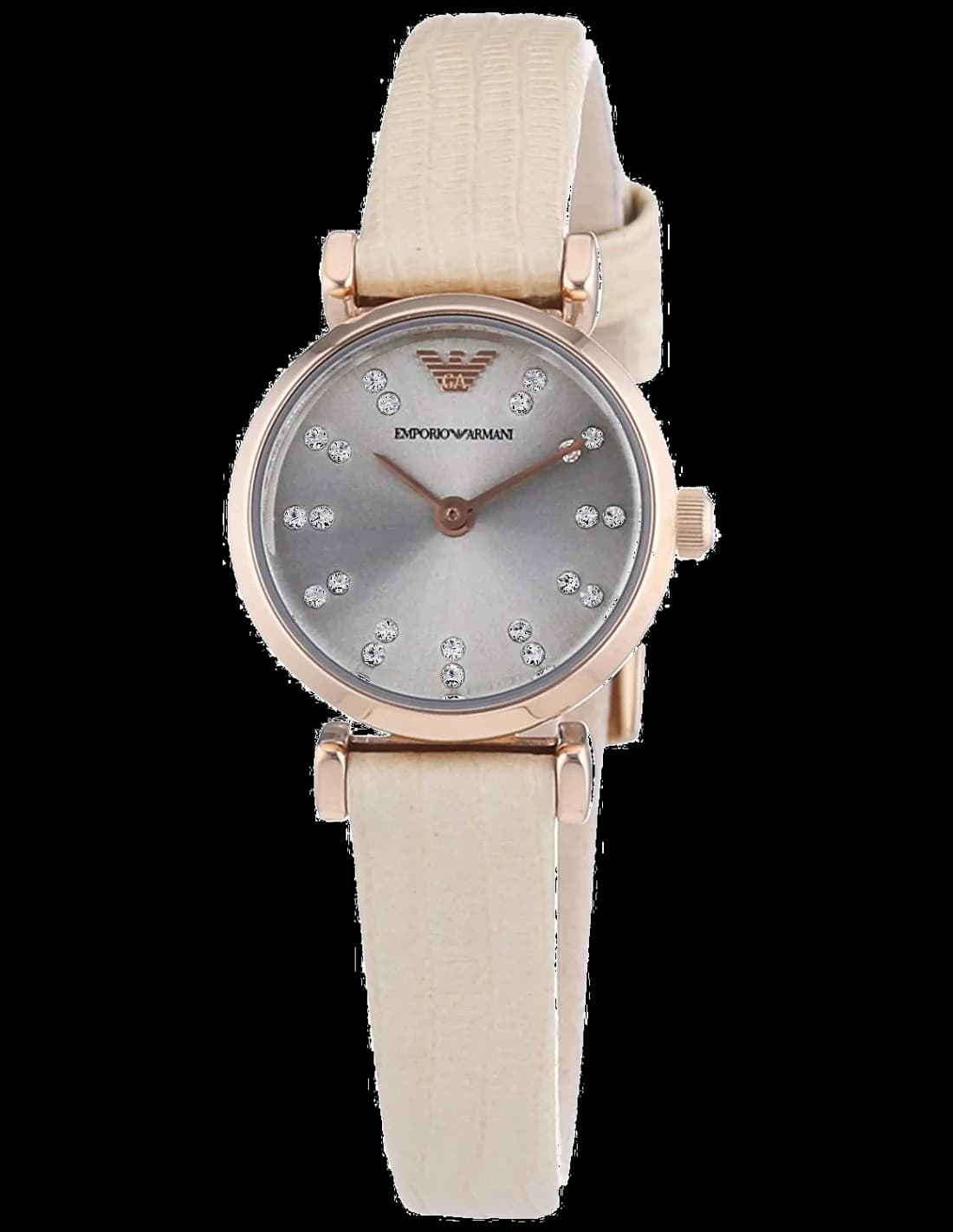 Montre femme Emporio Armani AR1687, cadran gris sobre bracelet cuir beige