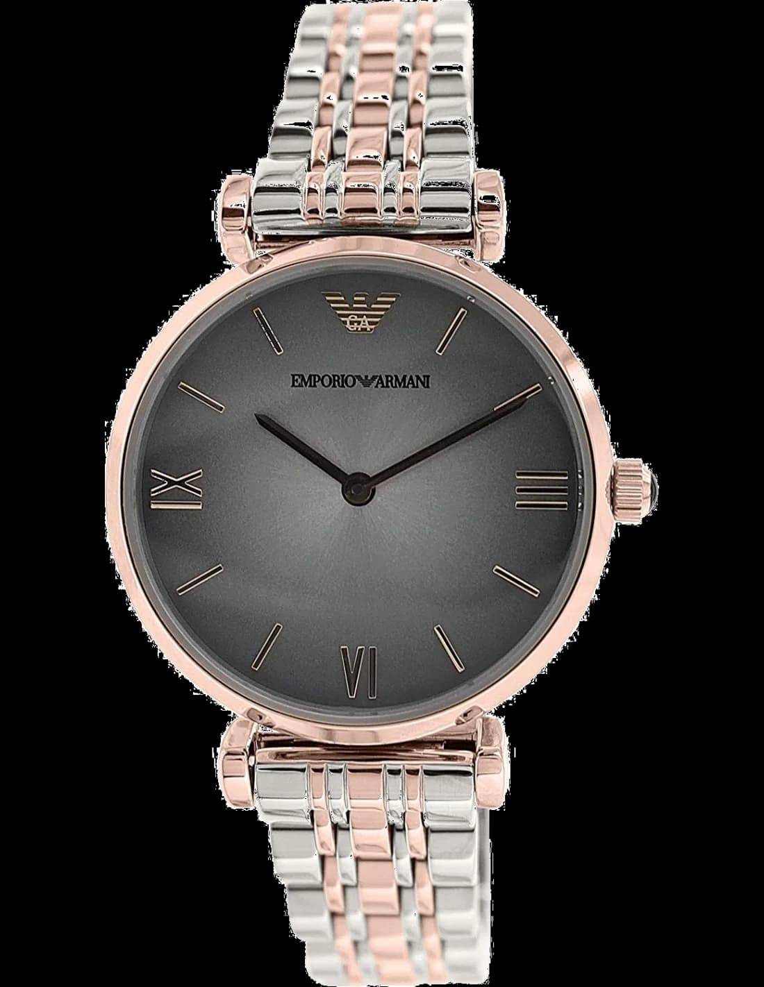 Montre femme Emporio Armani AR1725, cadran gris sur acier bicolore argent et or rose