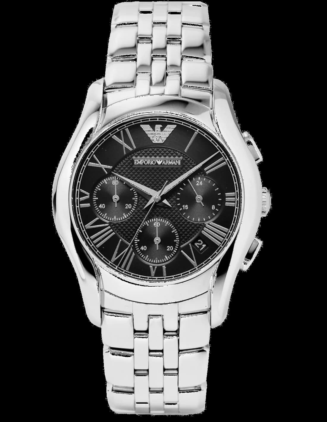 Montre femme Emporio Armani AR1791, chronographe cadran noir sur acier