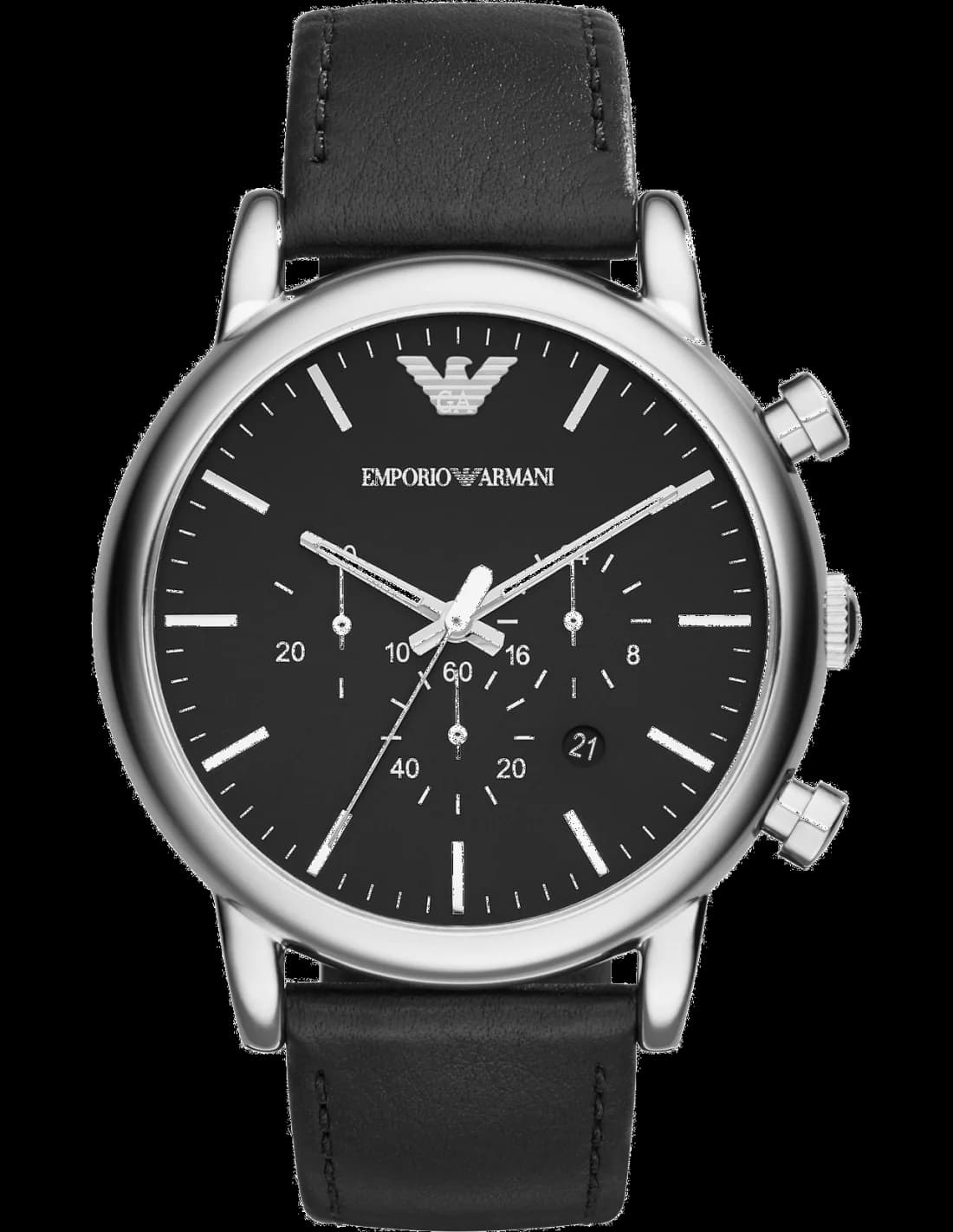 Montre homme Emporio Armani AR1828, au cadran noir et bracelet cuir